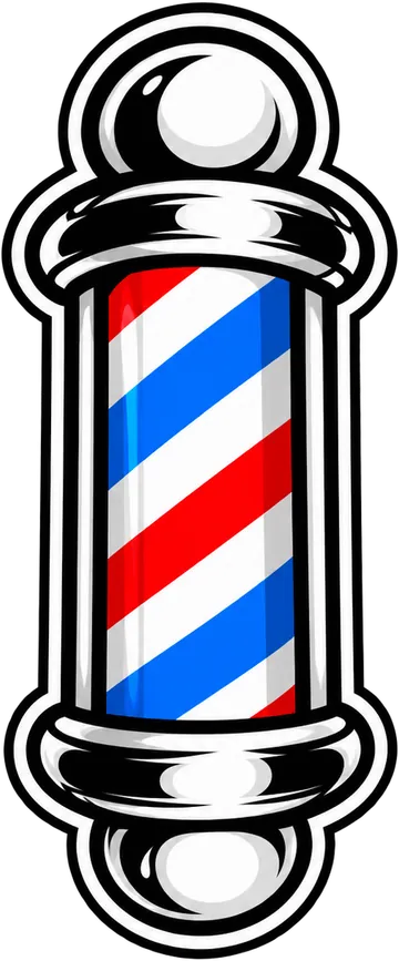 Ilustração do poste de barbeiro listrado em vermelho, branco e azul